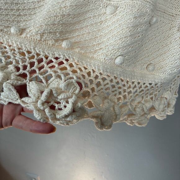 VINTAGE Express HandKnit Crochet Sweater Tunic Top Boho Beach Coastal fairy M - Picture 11 of 12